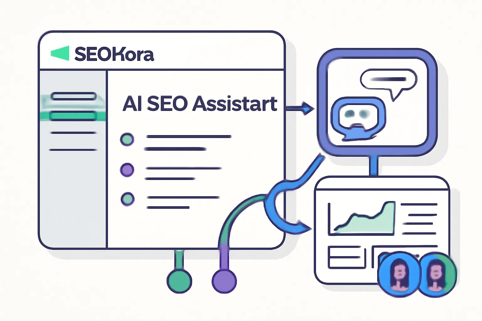 SEOKora: product UI and workflow — ai seo assistant