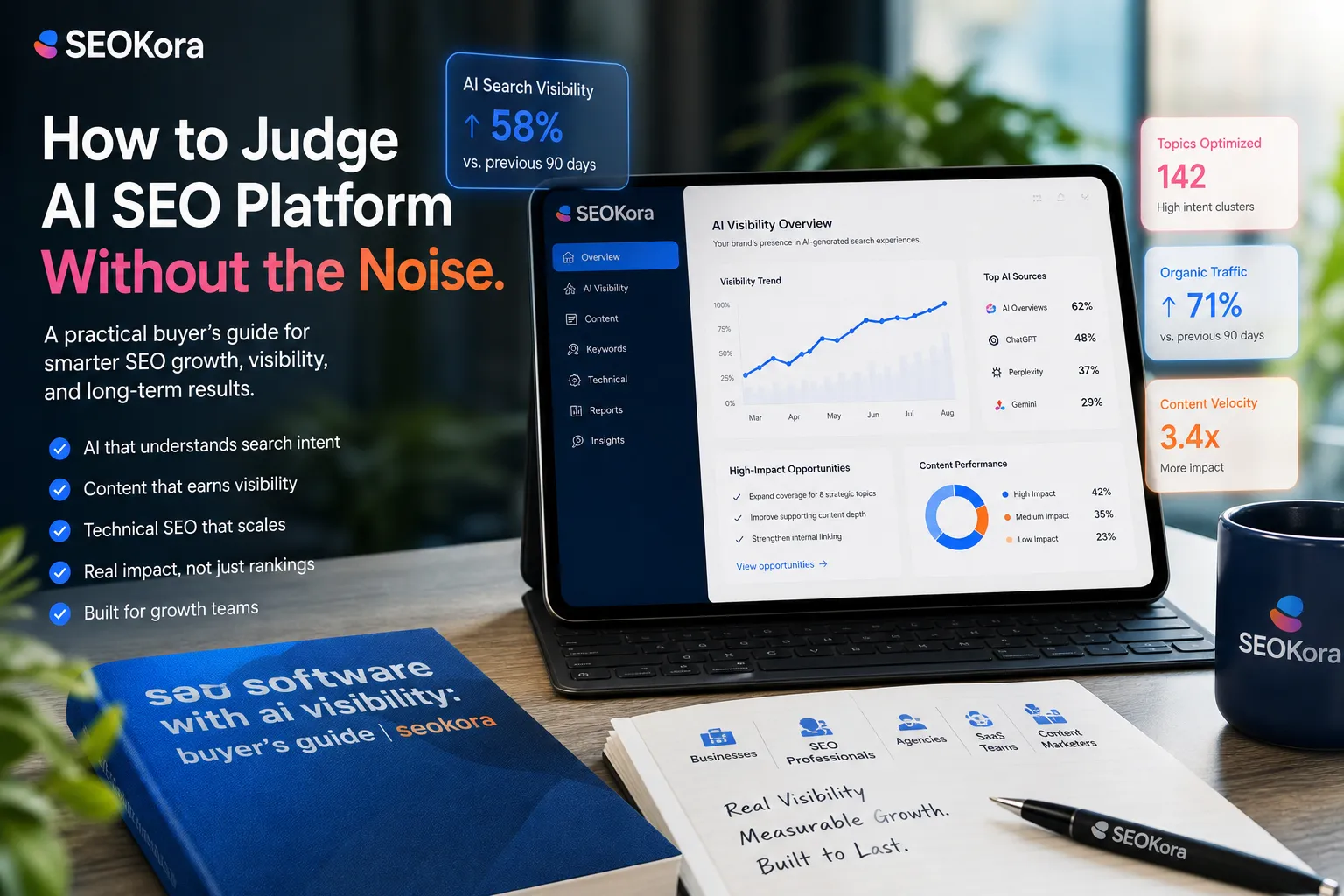 SEOKora: Place-led frame with seo software with ai visibility: buyer’s guide | seokora as secondary anchor and seokora — ai seo platform