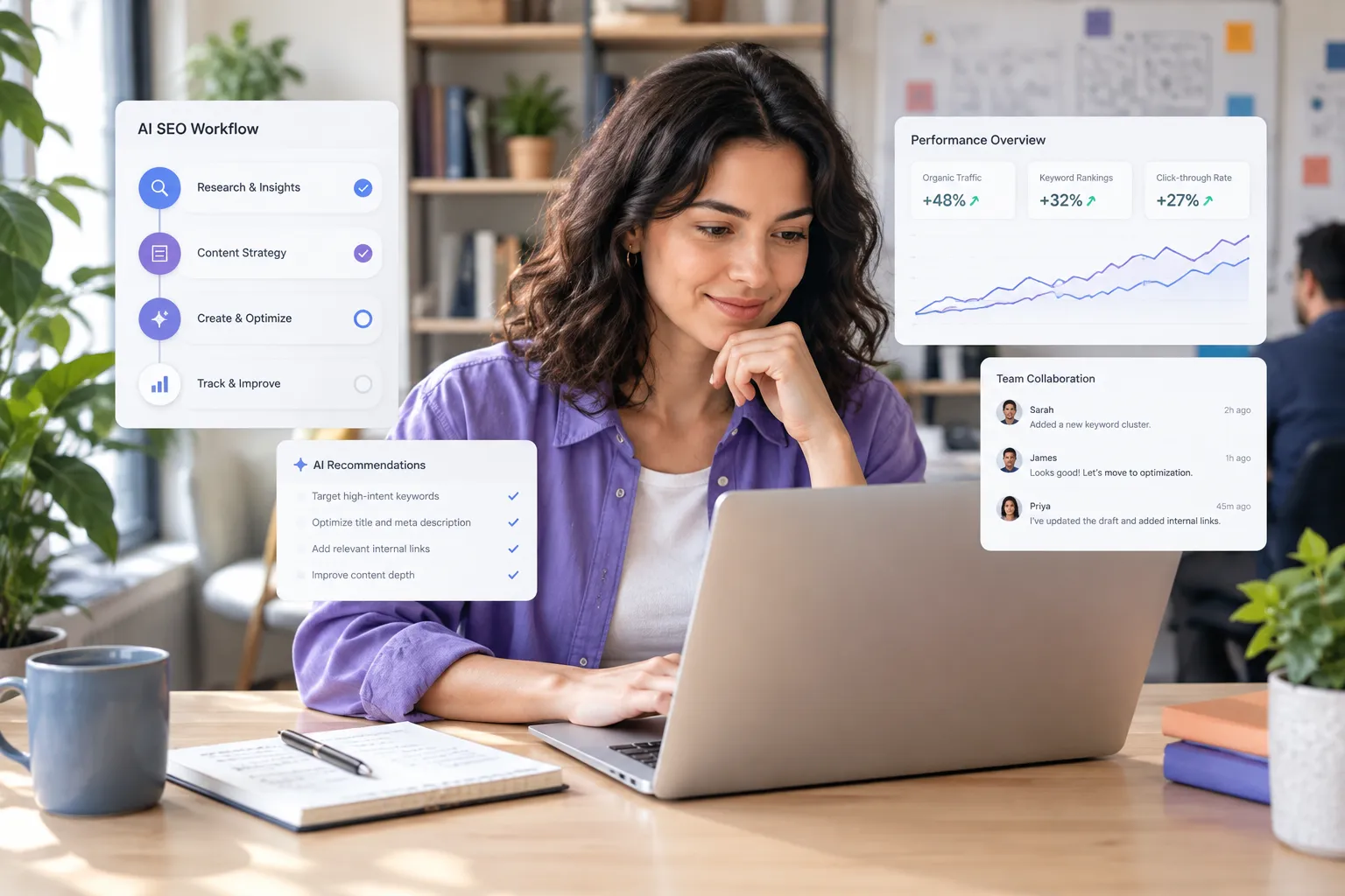 SEOKora: product UI and workflow — ai seo specialist