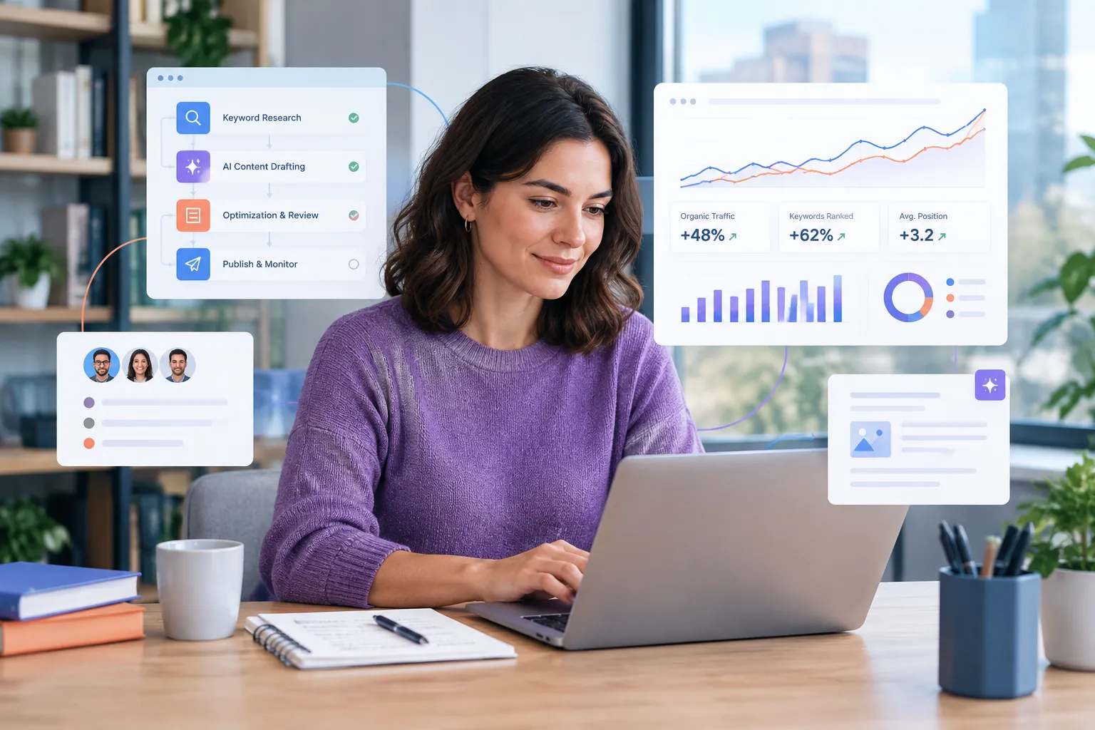 SEOKora: product UI and workflow — ai tools for seo automation