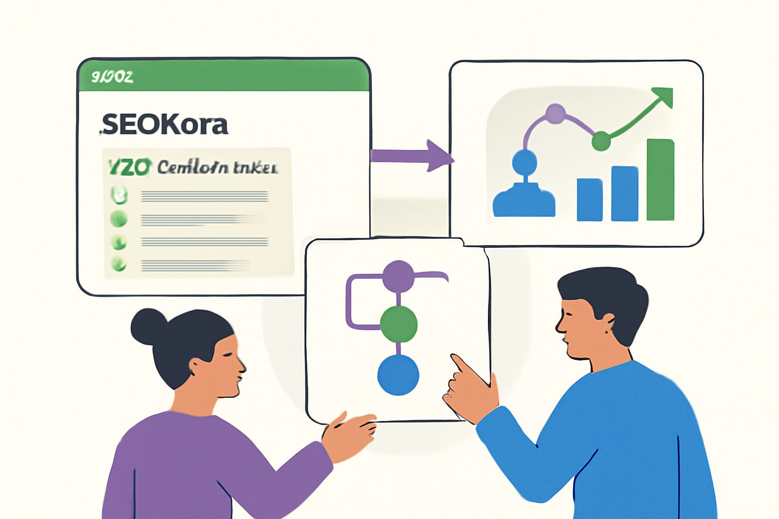 SEOKora: product UI and workflow — automate website seo