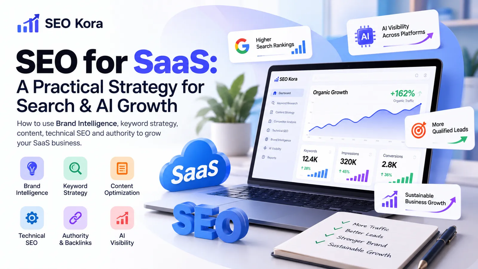 SEOKora: product UI and workflow — seo for saas