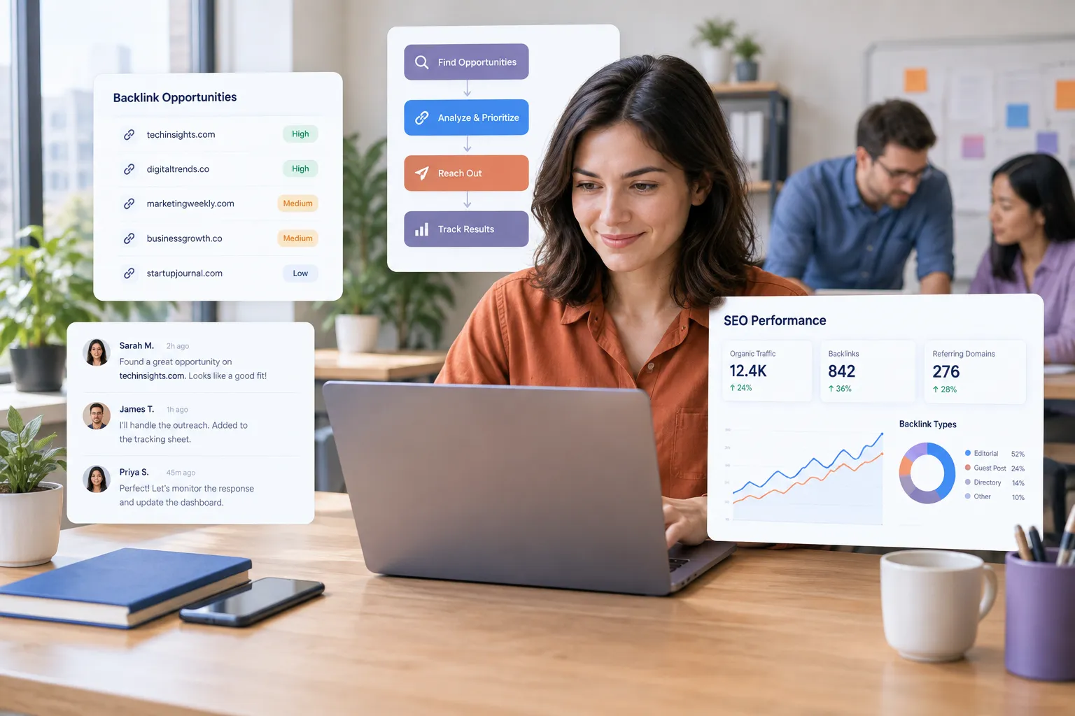 SEOKora: product UI and workflow — seo software with backlinks