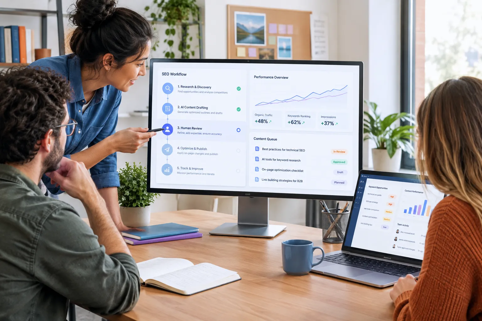 SEOKora: product UI and workflow — ai that does seo