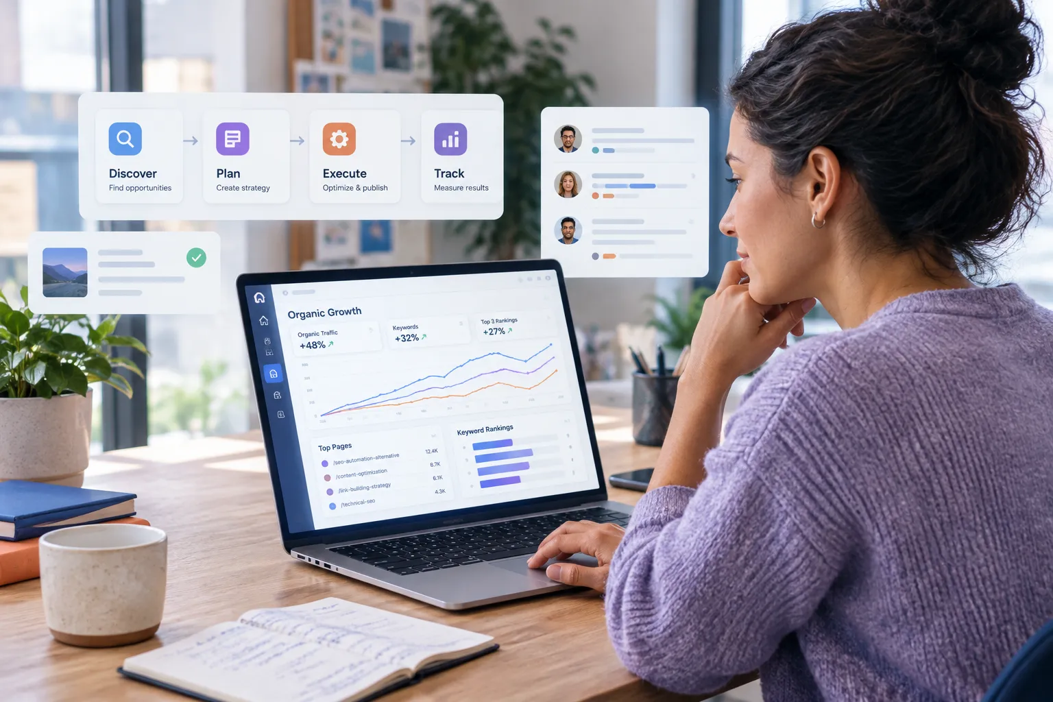 SEOKora: product UI and workflow — seo automation alternative