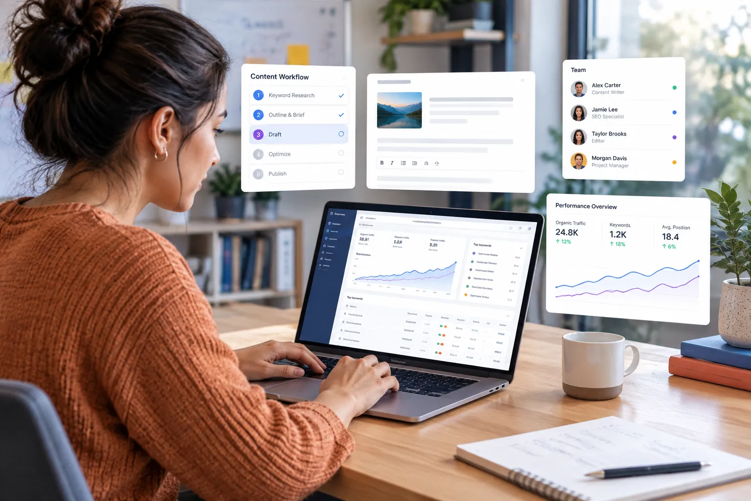 SEOKora: product UI and workflow — surfer seo alternative